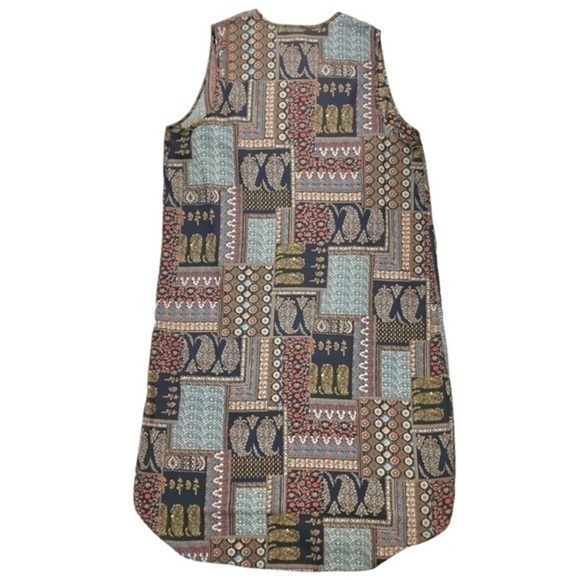 Moa Moa Patchwork Womens Size 1X Multicolor Sleeveless Open Front Long Robe - Picture 4 of 9